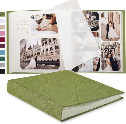 Vista 10 de Pssoss Álbum de fotos grande para manualidades autoadhesivo de 100 páginas con espacio para escribir para fotos de 3 x 5, 4 x 6, 5 x 7, 6 x 8 y 8 x