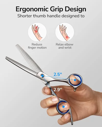 Vista 3 de ULG Tijeras profesionales de adelgazamiento con peine – 6.5 pulgadas de acero inoxidable japonés texturizante y tijeras de corte de pelo para salón
