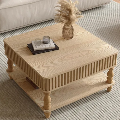 Vista 16 de Mesa de Centro con Tapa Elevable Mesas de Centro Cuadradas para Muebles de Sala de Estar Acanalada Pequeña con Gran Centro de Almacenamiento Oculto