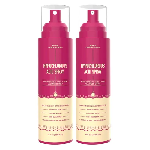 Vista 11 de BASE LABORATORIES Spray de Ácido Hipocloroso para Cara y Piel - Tamaño de Viaje - Spray Tónico Facial y Limpiador - Solución de Reparación