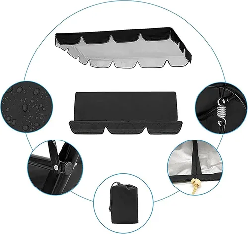 Vista 5 de Juego de fundas de repuesto para columpio de toldo, juego de repuesto para columpios de 2/3 plazas, protección para todo tipo de clima, columpios