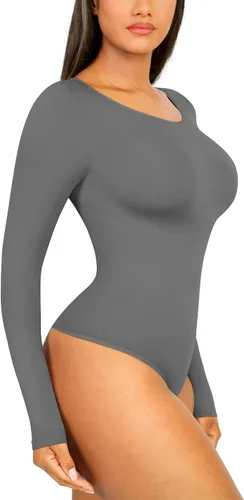 Vista 2 de FeelinGirl Body con control de abdomen para mujer, de manga larga, moldeador, tanga