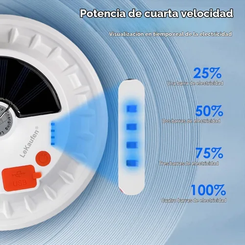 Vista 4 de Faroles solares para campamento, luz remota para tienda de campaña, 4000 lúmenes, luz LED portátil para camping, impermeable, recargable por USB