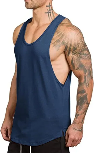 Vista 4 de ZUEVI Camisetas sin mangas musculares para hombre, corte de lados abiertos, chaleco de culturismo, gimnasio, entrenamiento, Stringer camisetas
