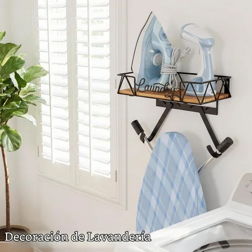 Vista 5 de PERFNIQUE Soporte de pared para tabla de planchar, colgador de tabla de planchar, montaje de pared para tabla de hierro (forma de T y V)