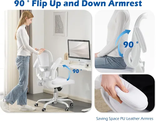 Vista 4 de TRALT Silla ergonómica de oficina, silla de escritorio con soporte lumbar ajustable, silla de computadora cómoda de malla con reposabrazos