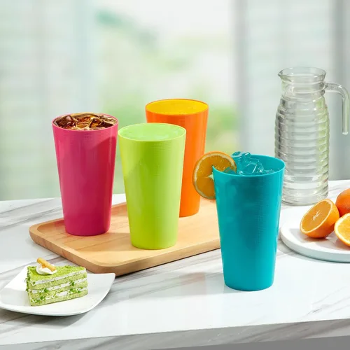 Vista 2 de Vasos de plástico de 35 onzas, vasos reutilizables para beber, juego de 12 vasos multicolor irrompibles, sin BPA, aptos para microondas
