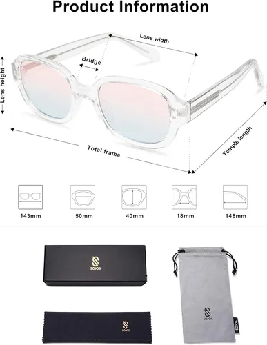 Vista 5 de SOJOS Gafas de sol rectangulares para mujer, vintage, de moda, para viajes, al aire libre, marco cuadrado, SJ2218
