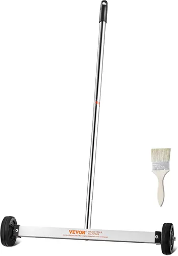 Vista 13 de VEVOR Barredora magnética con ruedas, mini barredora magnética de 15 pulgadas, capacidad de 8 libras, mango ajustable, barredora magnética ligera
