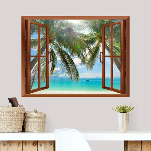 Vista 3 de wall26 - Mural de pared extraíble con palmeras en playa tropical - 36 x 48 pulgadas