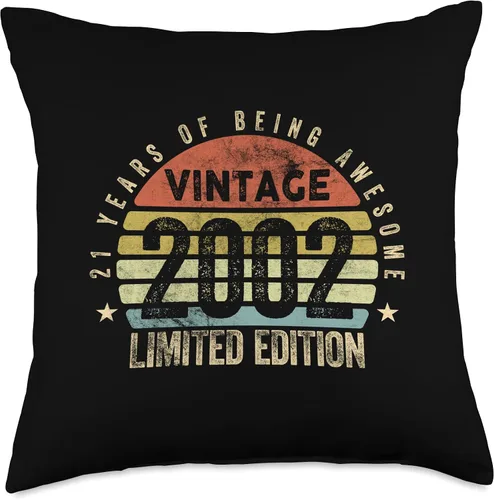 Vista 5 de Vintage 21st Birthday Gifts Retro Design Men women Vintage 2002 Limited Edition 21 años Retro 21st Birthday - Almohada de 16 x 16 pulgadas