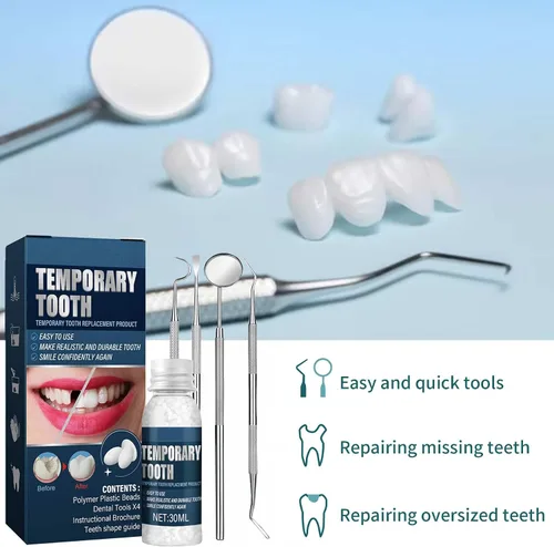 Vista 5 de Kit de reparación de dientes, kit de reparación de llenado de dientes moldeable, kit de reemplazo temporal de dientes, kit de reparación de dientes