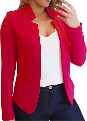 Vista 14 de Chaquetas tipo blazer para mujer, chaqueta de cárdigan de moda con frente abierto, chaqueta casual de manga larga para el trabajo y la oficina