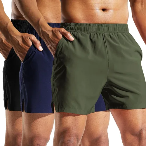 Vista 9 de MIER Paquete de 3 pantalones cortos deportivos para correr de 5 pulgadas, de secado rápido, ligeros, para gimnasio, entrenamiento, deportes
