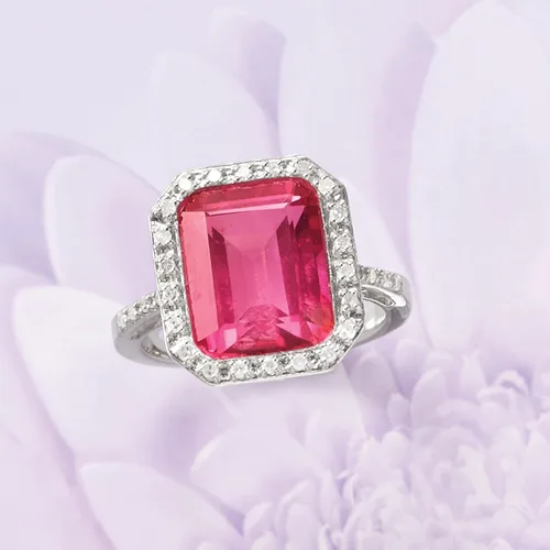 Vista 4 de Ross-Simons Anillo de topacio rosa de 6.50 quilates y diamantes de .25 qt t.w en plata de ley