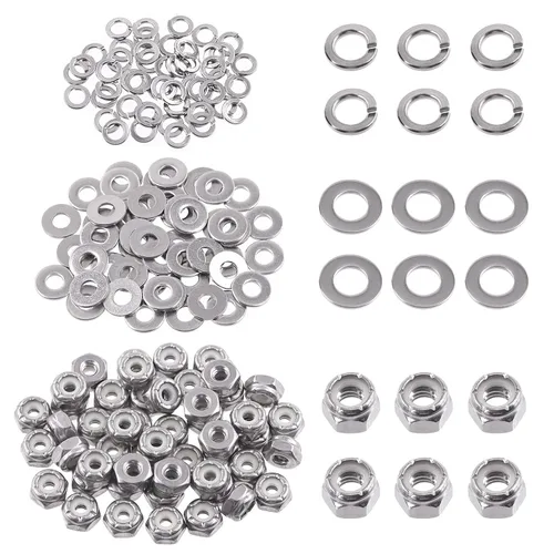 Vista 20 de Swpeet 45 piezas de tuercas de bloqueo hexagonales de acero inoxidable SAE 304 de 1/2"-13, arandelas planas de 1/2", kit surtido de arandelas