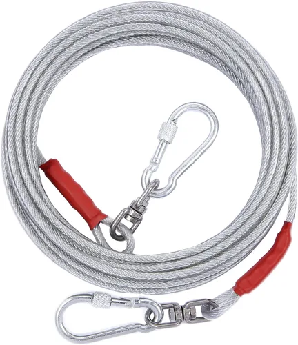 Vista 7 de Cable de amarre para perros de hasta 125/250 libras, correa y cadenas de 10/20/30/50 pies de largo, cable de pasillo para perros pequeños y grandes
