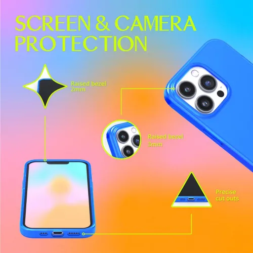 Vista 4 de FELONY CASE - Funda protectora transparente azul neón para iPhone 14 Pro Max TPU and Polycarbonate Shock-Absorbing Bright Cover - Crack Proof with