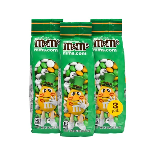 Vista 4 de M&M'S - Caramelo de chocolate con leche del día de San Patricio, bolsa resellable a granel de 2 libras