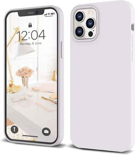 Vista 22 de IceSword Funda para iPhone 12 Pro Max, de silicona líquida delgada protectora a prueba de golpes, forro de microfibra antiarañazos, color azul