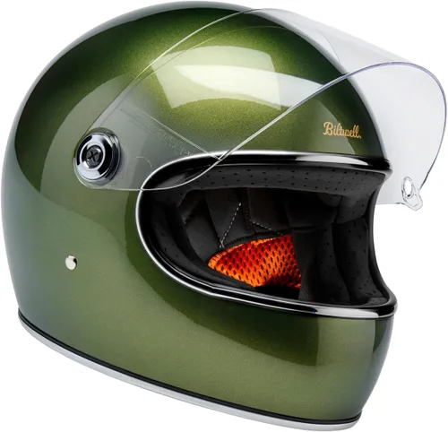Vista 4 de Biltwell Gringo S DOT ECE R22.06 Casco de moto verde dardo metálico