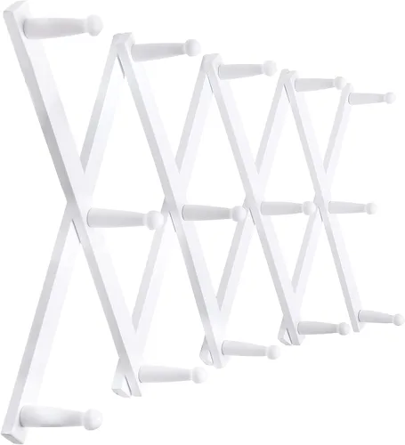 Vista 33 de SKOLOO Perchero de pared para sombreros con 14 ganchos, de madera maciza, moderno, perchero de pared expandible para abrigos, sombreros, bolsos