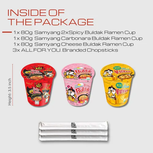 Vista 3 de Buldak Ramen Fideos de 3 sabores de fideos variados – 2 unidades picantes, carbonara, queso – Total 3 unidades (1 paquete cada uno) – Fideos ramen