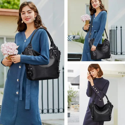 Vista 3 de Over Earth Bolsos de cuero genuino para mujer, bolso de hombro Hobo para mujer