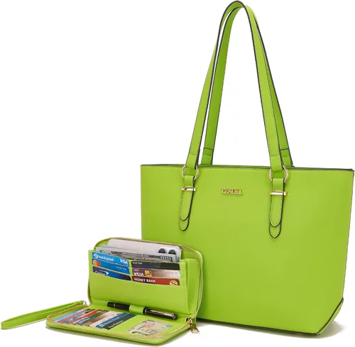 Vista 14 de YZAOLL Bolsos para mujer de cuero sintético, medianos y grandes, bolso de hombro, cartera, juego de bolso de mano y billetera