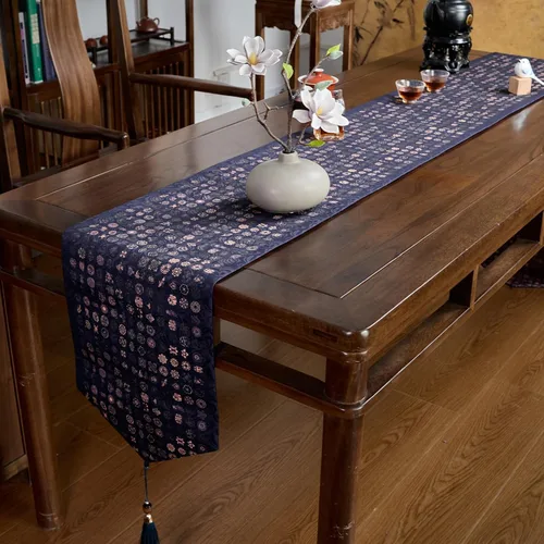 Vista 11 de Extra Long 2-Piece Table Runner Set 118, Waterproof Banquet Table Decor, Double Sided Event Cloth, Heavy Duty Tea Mat, Washable Reversible Brocade