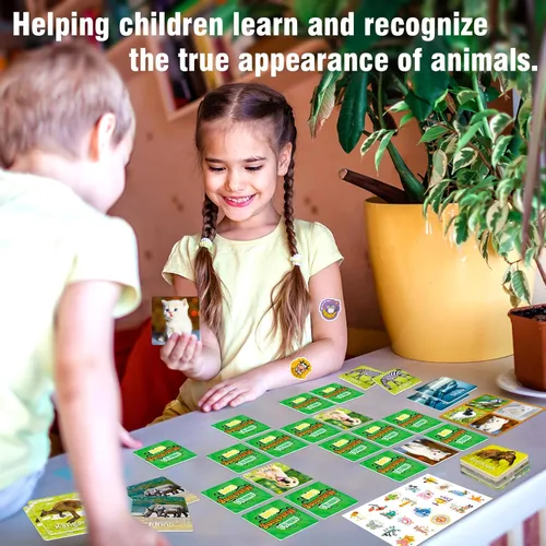 Vista 5 de YTSQLER Juego de emparejamiento de animales para niños 100 piezas Juego de cartas de memoria para niños pequeños Actividades de aprendizaje