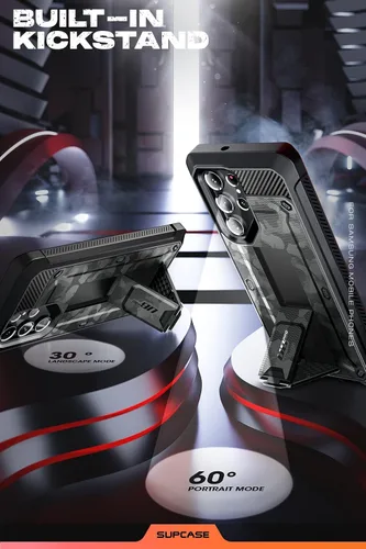 Vista 4 de SUPCASE Funda para Samsung Galaxy S22 Ultra con soporte (Unicorn Beetle Pro), [marco frontal integrado y clip para cinturón]