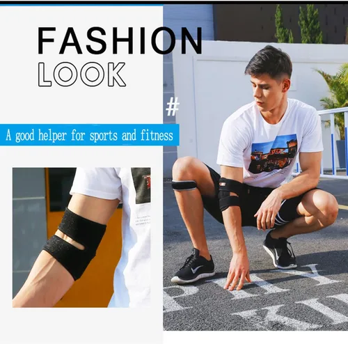Vista 4 de Codera, soporte de codo de tenis ajustable, ideal para esguinces de codos, tendinitis, artritis, baloncesto, béisbol, codo de golfista que Negro
