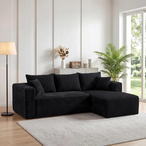 Vista 6 de Sofá modular deshuesado de 118 pulgadas con diván y otomano de pana de gran tamaño en forma de U, sofá de nube para asiento profundo para sala
