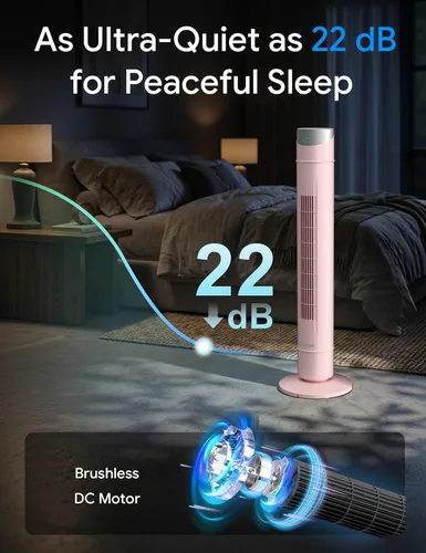 Vista 55 de ZAFRO Ventilador de torre inteligente para dormitorio, ventilador de torre oscilante de 120°, 28 pies/s de alta velocidad, 12 velocidades, 4 modos