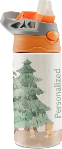 Vista 12 de All-Star Sports Orange – Diseño adhesivo – Botella de agua pequeña de 12 onzas con popote de silicona desplegable – Personalizar – Aislamiento