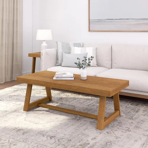 Vista 22 de Plank+Beam Mesa auxiliar rectangular clásica, mesa de centro de granja de 40 pulgadas, mini mesas centrales para espacios pequeños, mesa de té