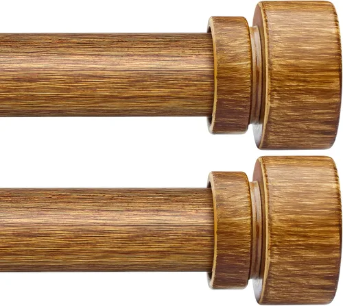 Vista 21 de Lootkell Redwood - Barras de cortina para ventanas de 28 a 48 pulgadas de diámetro, bohemio, decorativo, resistente, ajustable, con diseño de grano