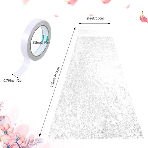 Vista 2 de Irenare Alfombra de pasillo para ceremonia de boda con purpurina de lentejuelas adecuada para decoración de fiestas de boda en interiores y Blanco