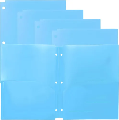 Vista 17 de Youngever Paquete de 6 carpetas de plástico resistente con dos bolsillos, separadores de carpetas con bolsillo, carpeta perforadora de 3 agujeros