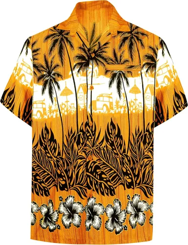 Vista 3 de LA LEELA Camisas hawaianas con botones Funky Beach para hombre