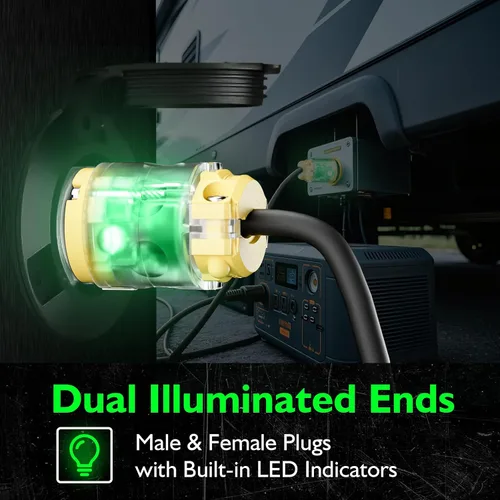 Vista 2 de 1 paquete de extremos de repuesto para cable de extensión de 20 amperios iluminados 120-125 voltios, NEMA 5-20R, 2 polos 3 cables, hoja recta