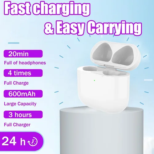 Vista 13 de Funda de carga compatible con Airpods 4rd (2024), funda de carga tipo C para AirPods 4rd, funda de carga inalámbrica de repuesto con botón