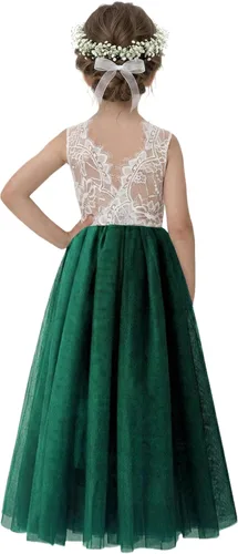 Vista 33 de 2Bunnies - Vestido de fiesta con tutú de tul, espalda de encaje de rosa, tipo A, para niñas Maxi sin mangas de encaje
