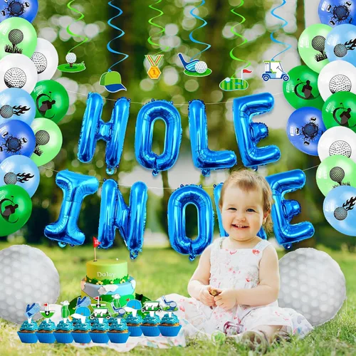 Vista 6 de Decoración de primer cumpleaños con agujero en uno, decoraciones de cumpleaños, globos de golf, decoración de fiesta de golf, kit de decoración