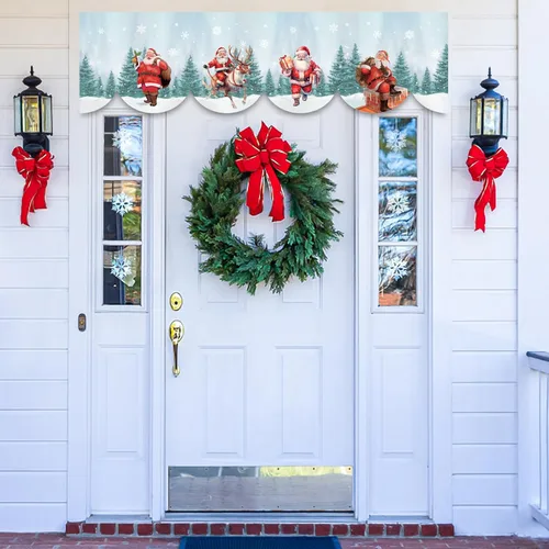 Vista 7 de AerWo Bufandas de mantel de Navidad de 79 x 20 pulgadas, decoraciones de Navidad para chimenea, cubierta de chimenea de Navidad de Papá Noel
