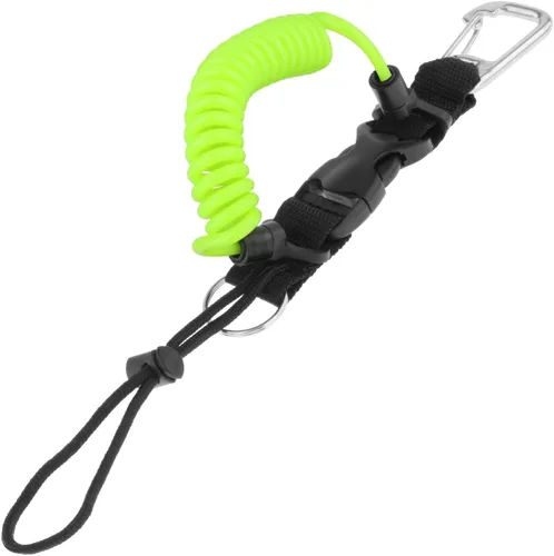 Vista 9 de Cordón de buceo, clip de acero inoxidable con resorte en espiral con correa de cincha, hebilla de liberación rápida, ideal para buceo, linternas