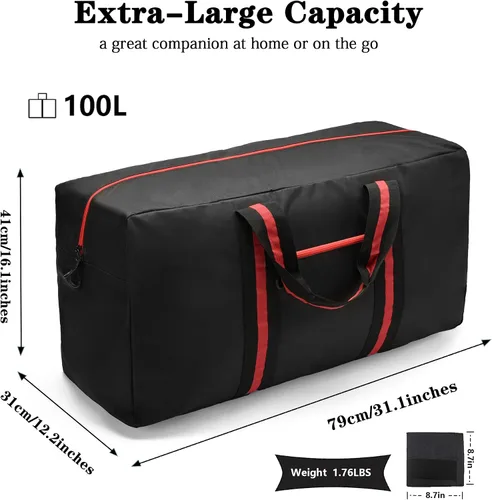 Vista 3 de Bolsas de lona para viajes, bolsa de viaje ligera para almacenamiento, bolsa de lona plegable impermeable para acampar durante la noche, hombres