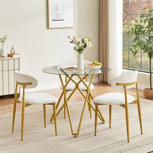 Vista 2 de Set of 2 Dining Chairs, Modern Kitchen Chairs with Soft Padding, Farmhouse Restaurant Chairs with Curved Backrests and Metal Legs, Table & Chair