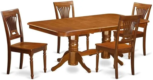 Vista 15 de East West Furniture NAPL7-WHI-C - Juego de mesa de cocina de 7 piezas que consta de una mesa de comedor rectangular con hojas de mariposa y 6 sillas